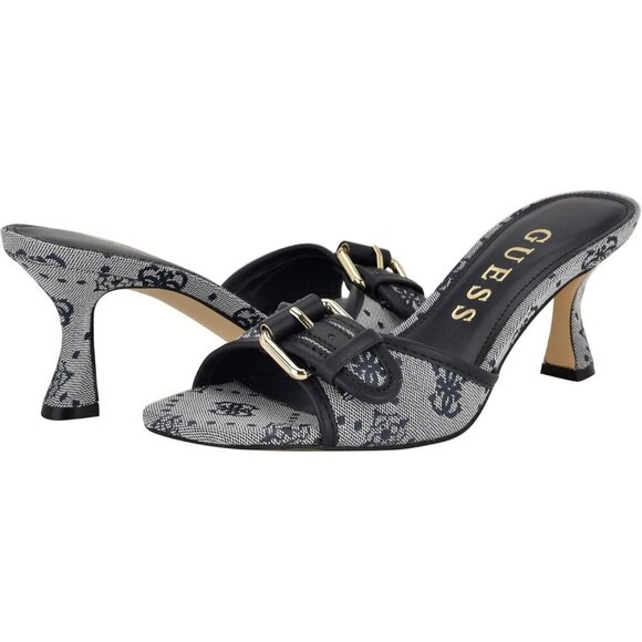 🆕Women's Dista Heeled Sandal Dark Blue Faux Leather Logo 401 - Elegant & Chic - Picture 3 of 6